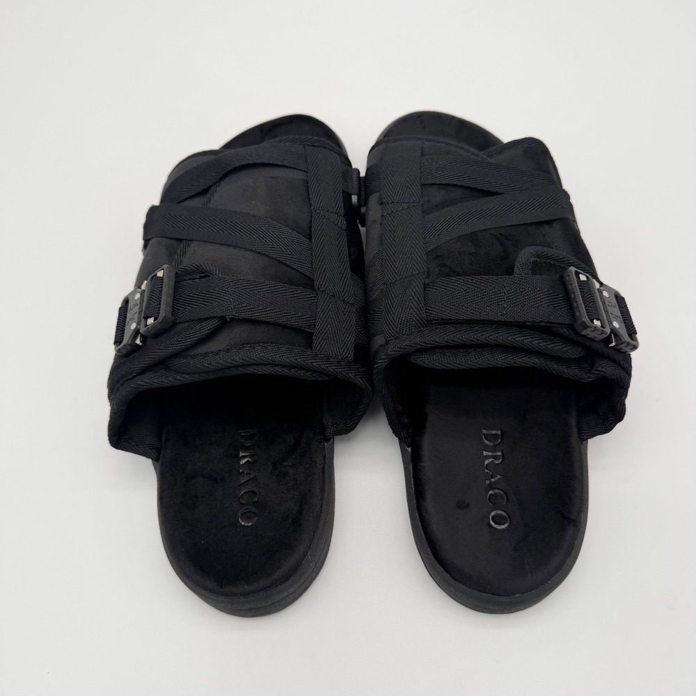 Draco Mens Size 9-10 Fits Men sizes 8.5-10 All Black W/Buckle Phantom Slides - Picture 2 of 6